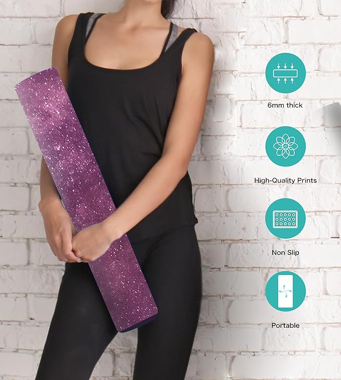 Non Slip Yoga Mat TPE Workout Mat for Men Women, Thick Workout Mat with Carrying Strap, Fitness Mats for Exercise, Yoga, Fitness, Pilates, Floor Workouts (72" x 24" x 6mm)