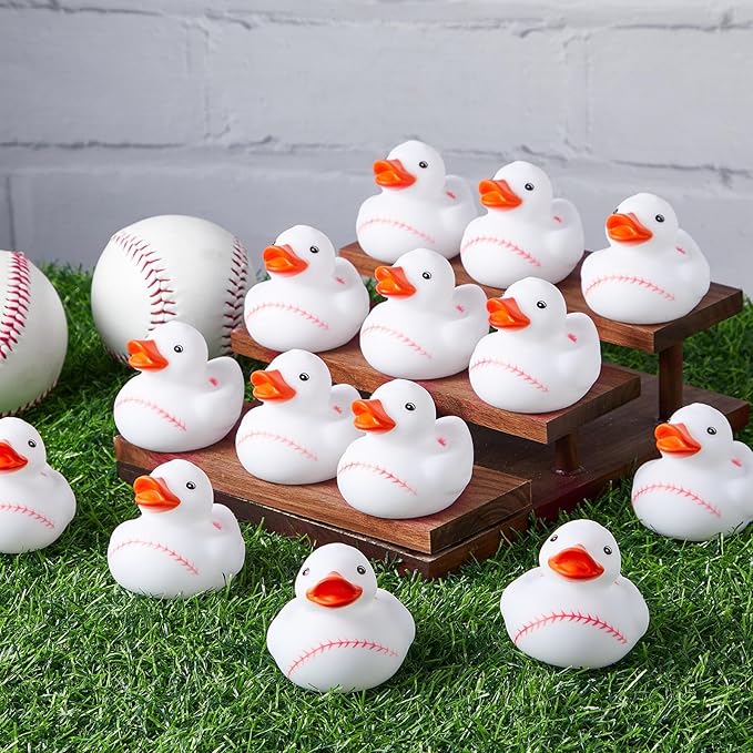 Deekin 24 Pcs Rubber Duck 2 Inch Bulk Sport Party Favors for Birthday Party Decorations Club Player Gift (Baseball)
