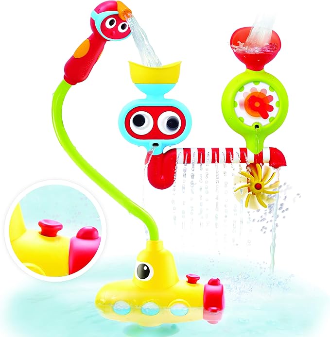 Yookidoo Submarine Spray Station Kids Bath Toy (Ages 2+) Mold-Free, Wall-Mounted, Battery-Operated Shower Head & Spin N Sprinkle Set for Fun Baby Bathtime Play with Magical Water Effects