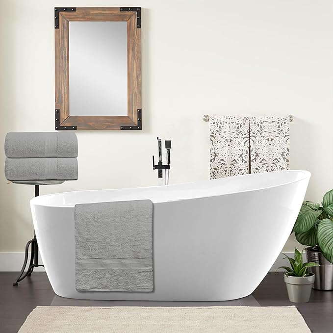 100% Cotton Luxury Bath Sheets - Pack of 2 (35" x 70") | Super Soft, Quick-Dry & Highly Absorbent Towels for Bathroom, Home, Spa & Gym (Silver Grey)