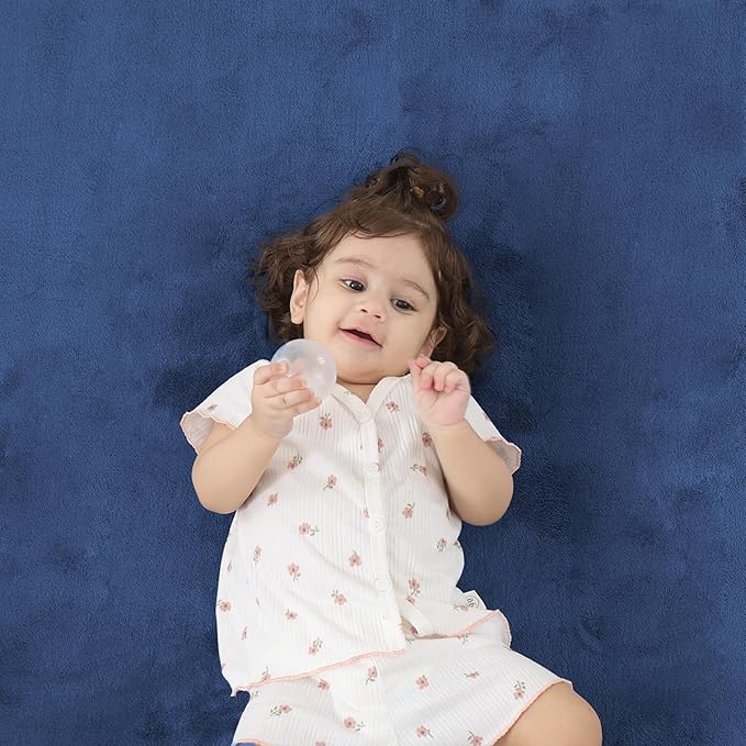 1.3" Thick Baby Floor Play Mat 59x79, Basic Padded Foam Mat for Tummy Time Crawling, Non Slip Cushioned for Babies Toddlers Infants Kids (Blue)