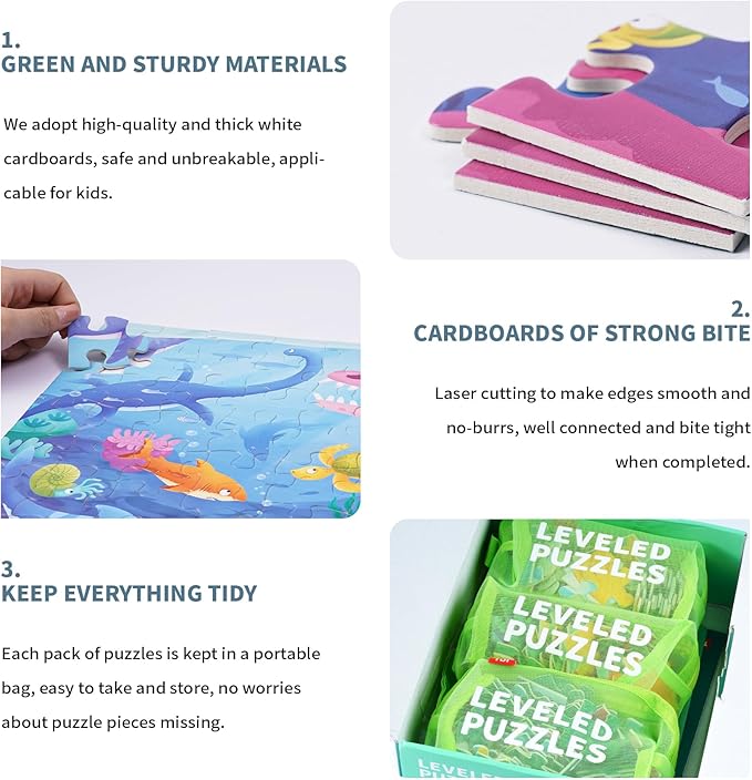 TOI Leveled Puzzles for Kids Aged 3.5 and Up, Toddler Puzzle Preschool Learning Jigsaw Puzzles, Large Pieces Educational Game for Boys Girls, Classic Education Step 4