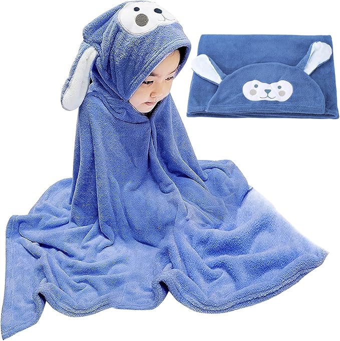 Visen Premium Hooded Towel for Kids,-28×55 INCH Large Size Kids Bath Towel,Ultra Soft Hooded Towel Wrap for Boys Girls, Highly Absorbent Bathrobe Blanket Gifts for Toddlers Shower (Navy Blue)