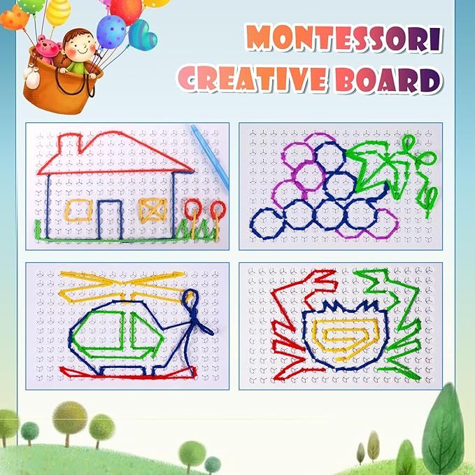 Fine Motor Threading Boards for Kids - Pencil Grasp Fine Motor Toys Sensory Learning Boards for Preschooler, Calm Down Activity Therapy Toys Gifts for 3 4 5 6 Year Old Kids Boys Girls