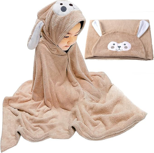 Visen Premium Hooded Towel for Kids,-28×55 INCH Large Size Kids Bath Towel,Ultra Soft Hooded Towel Wrap for Boys Girls, Highly Absorbent Bathrobe Blanket Gifts for Toddlers Shower (Brown)