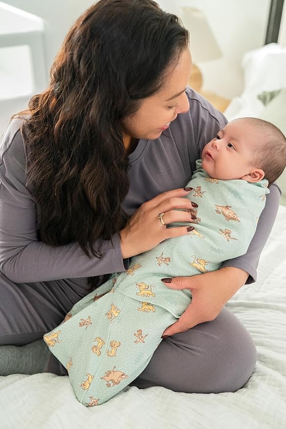 HALO 100% Cotton Sleepsack Swaddle, 3-Way Adjustable Wearable Blanket, Newborn, TOG 1.5, Lion King Friends