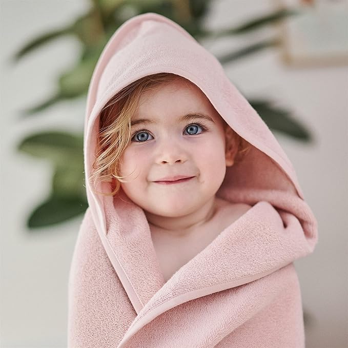 Baby Hooded Towel – Organic Cotton Baby Bath Towels – Baby Towels, Baby Bath Towels for Baby Boy, Baby Girl, 32" x 32" Super-Soft and Absorbent Baby Towels for Newborn (Blush)