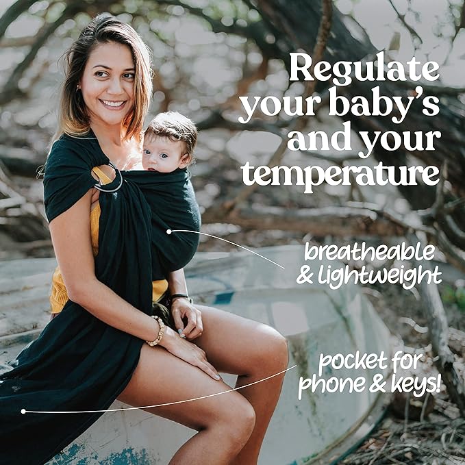 Nalakai Luxury Ring Sling Baby Carrier, Soft Linen Blend Baby Sling, Baby Wrap, Wear Your Little One Close to Your Heart, Longer Length