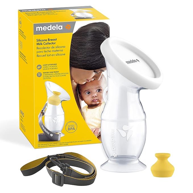 Medela Silicone Breast Milk Collector, Milk Saver with Spill-Resistant Stopper, Suction Base and Lanyard, 3.4 oz/100 mL