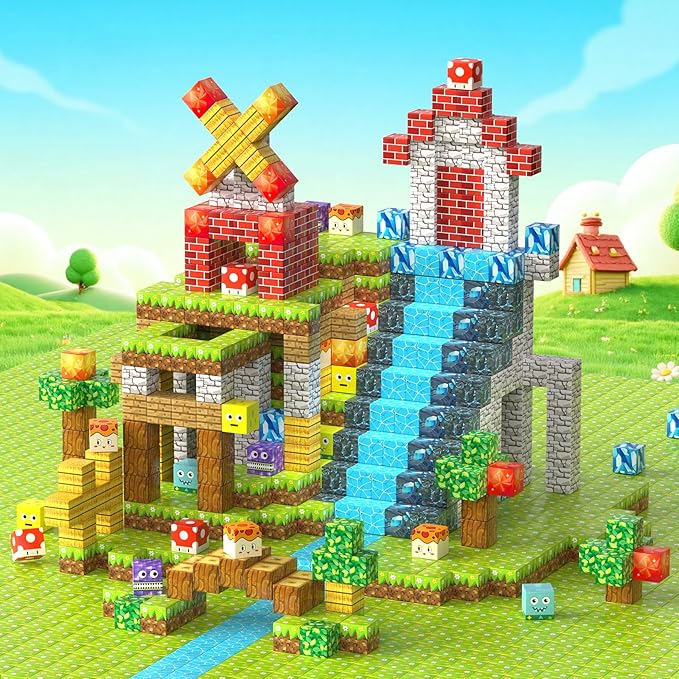 200PCS Magnetic Blocks - Magnetic Building Blocks Set, Classroom Must Haves Magnet Sensory Autism Toys, Construction Stacking Toys for Kids Boys Girls Age 3+ Years Old