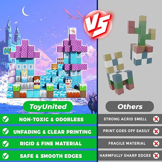 150PCS Magnetic Blocks - Magnet Building Blocks, Magnet Cubes Tiles Princess Castle Toy, STEM Montessori Sensory Stacking Toys Birthday Gift for Kids Ages 3 4 5 6 7 8 9 10 Years Old