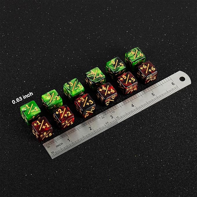 24 Pieces MTG Dice Counter Plus 1/+1 Counters Dice Set Life Buff Tokens Gifts for MTG TCG Magic Cards Gaming Accessories (Ruby, Emerald)
