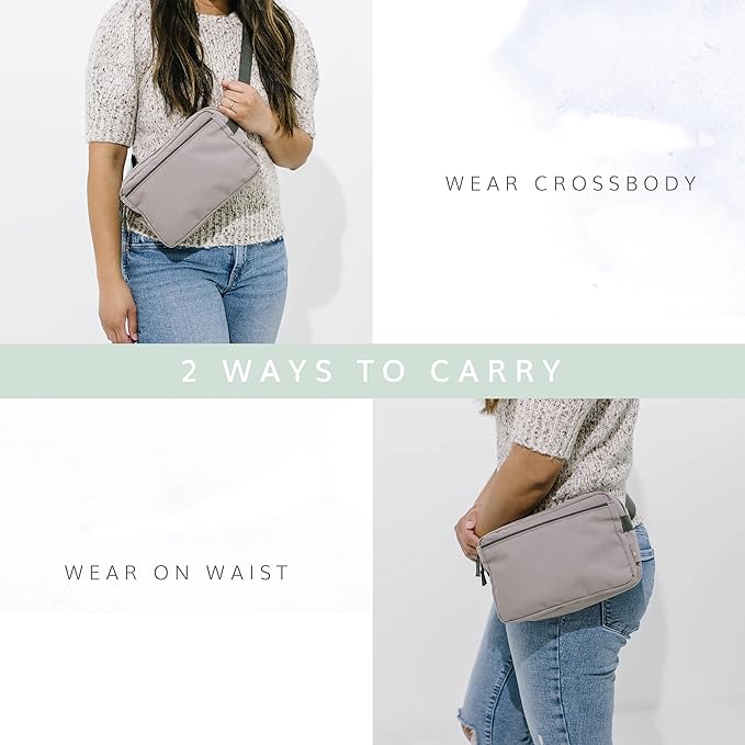 Red Rovr Everyday Joey Belt Bag | Organization & Zipper pockets |Adjustable Strap for All Ages (Truffle)