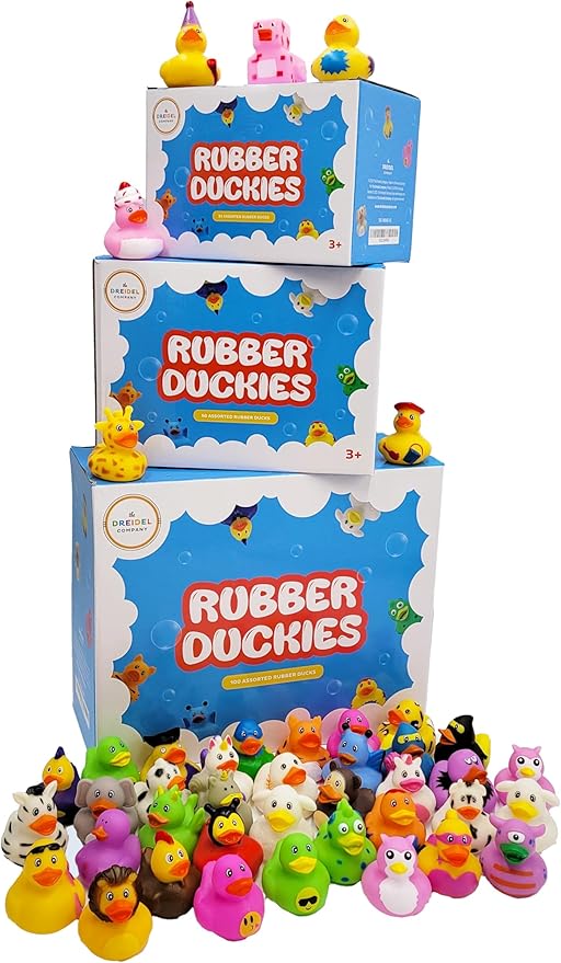 Assortment Rubber Duck Toy Duckies for Kids, Bath Birthday Gifts Baby Showers Classroom Incentives, Summer Beach and Pool Activity, 2" (200-Pack)