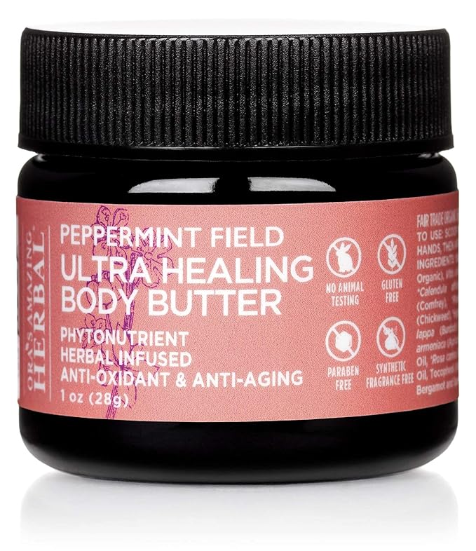 Ora's Amazing Herbal New Mom and Baby Natural Skincare Set, Natural Baby Oil, Newborn Salve, Peppermint Field Ultra Healing Body Butter for Mama's Belly, and Soothing Earl Grey Lip Balm