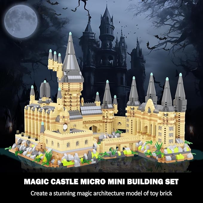 Magic Castle Micro Mini Building Set, 2929 Pcs Magic House Model Building Toys, STEM Creative Magic World Office and Home Decor Bricks Kits, Christmas Birthday Gift for Adults Teens Kids 14+