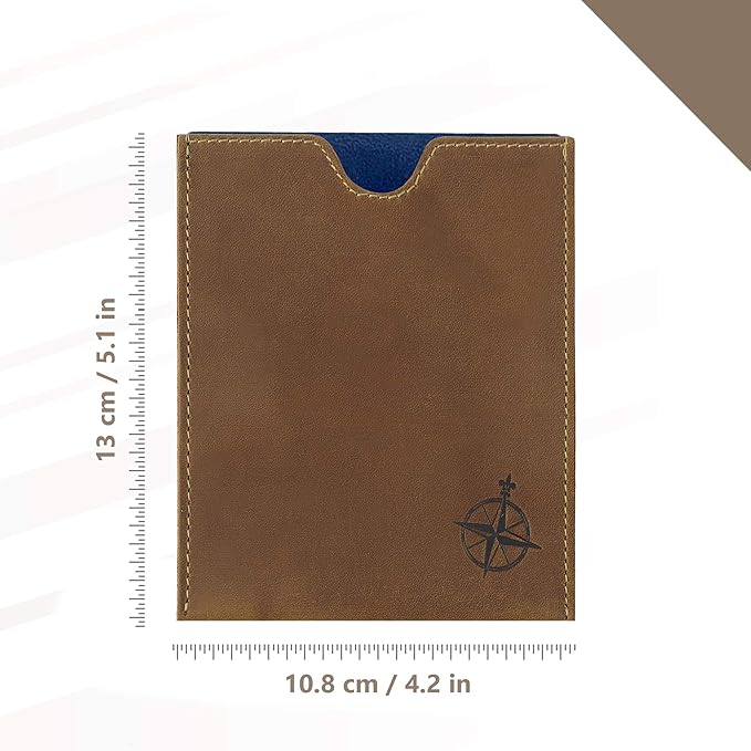 WANDERINGS Leather Passport Holder - Ideal for Travel - Handmade Genuine Leather Wallet with Passport Pocket and Card Slots - RFID Blocking for Security Against Data Theft