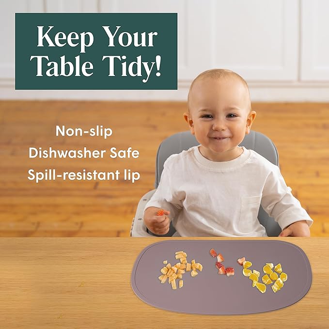 Simka Rose Silicone Baby Placemats That Stick to Table - Non Slip with Raised Edges - For Toddlers and Kids - Dishwasher Safe (Lilac)