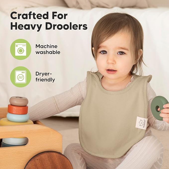 8-Pack Baby Bibs for Boys, Girls - Pullover Bibs for Drooling Teething Baby Girl & Boy Toddler, Newborn, Soft & Absorbent, Cute Colors, Large Torso Coverage Keep Infant Clean & Dry (Brick)