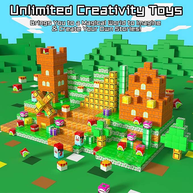 Magnetic Blocks - 120PCS Magnetic Building Blocks Toys,Toddler Montessori Game Creative Construction Toys for Boys Girls,Magnet Tiles Cubes STEM Sensory Toys Birthday Gift for Kids Ages 4 5 6 7 8 9 10