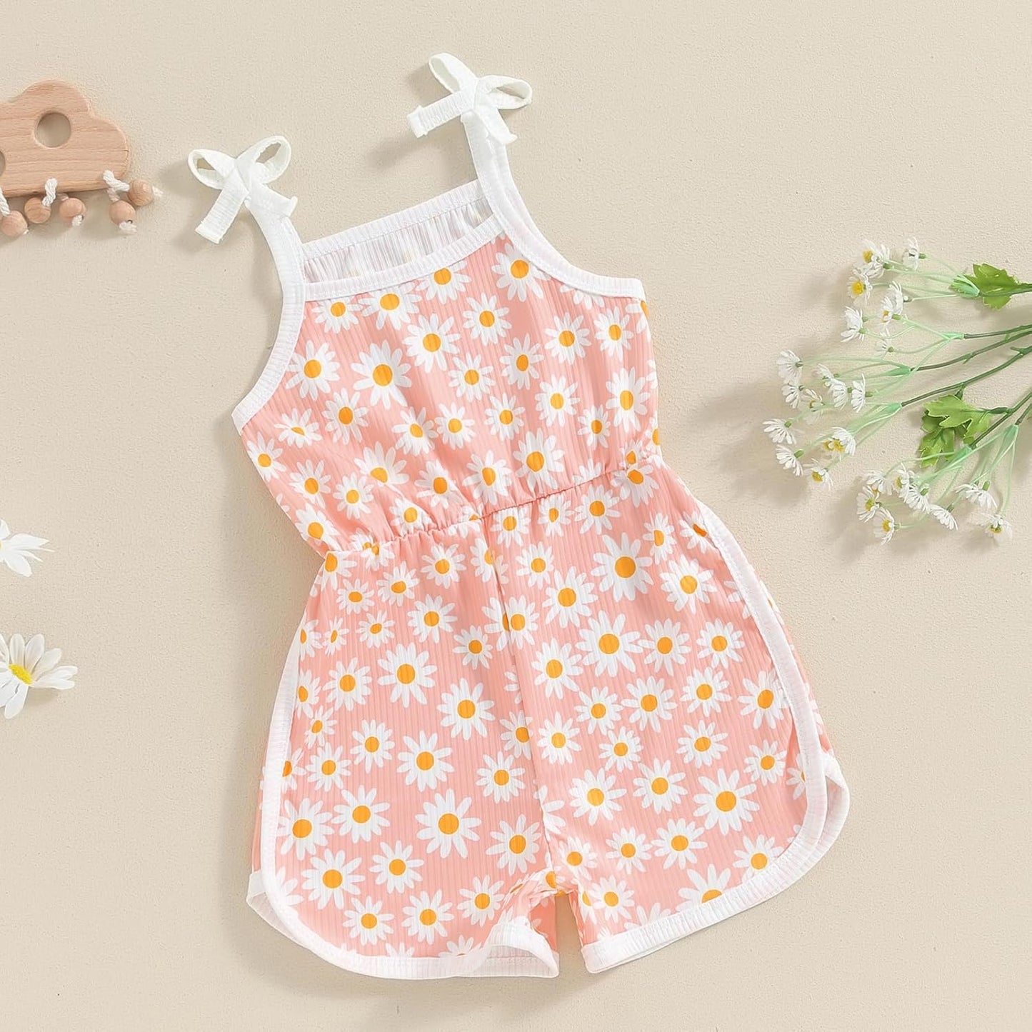 WZTYYDS Toddler Baby Girl Summer Clothes Floral Romper Tie-Up Strap Halter Jumpsuit Infant Summer Sling Playsuit 6M-3T