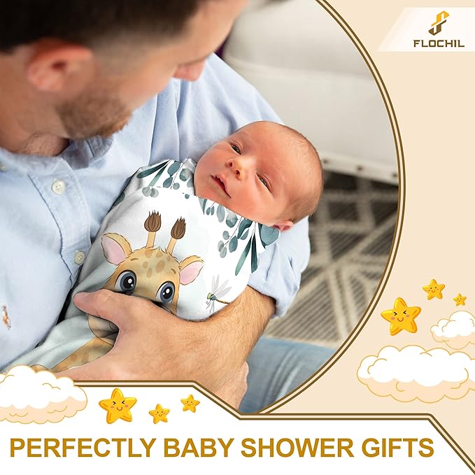 FLOCHIL Personalized Baby Blanket - Custom Baby Blanket with Name for Boys for Baby, Newborn Elephants Flush Fleece (30x40) Woodland