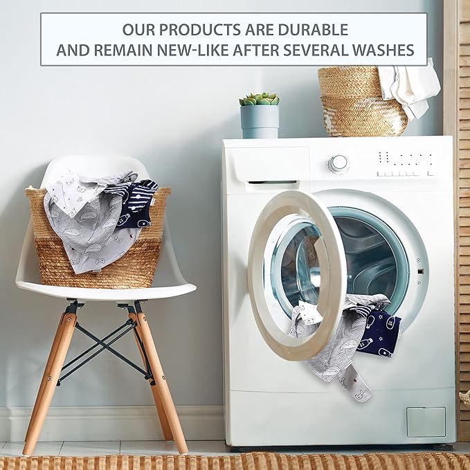 DOKMA Set 8 Organic Cotton Baby Drool Bibs - Bandana Teething Bibs for Baby - Bandana Drool Bibs - Ultra Soft, No Scratch