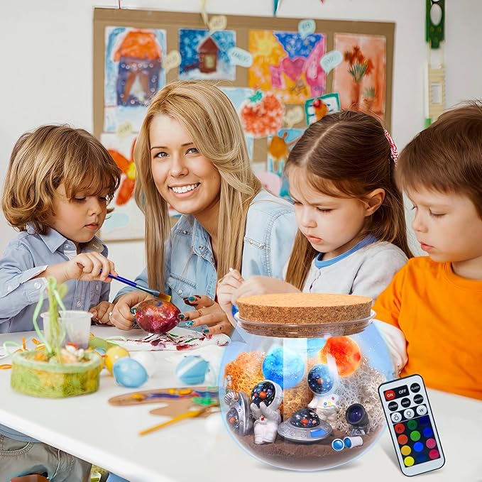 Astronauts Light Up Terrarium Kit for Kids DIY Space Toys Painting Kits Astronauts Toys Birthday Gift for Boys and Girls Ages 4 5 6 7 8-12 Year Old - Kids Arts & Crafts Kit