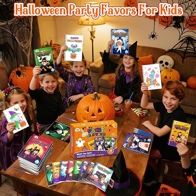 ZMLM 24 Water Coloring Books for Kids Party Favors - Bulk Mini Coloring Books for Kids Ages 4-8,Small Birthday Goodie Bag Stuffers School Teacher Return Gift Art Crafts Classroom Prizes (Halloween)