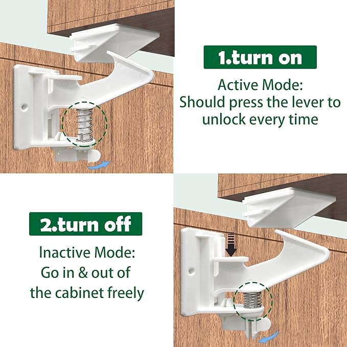 Vmaisi 10 Pack Cabinet Locks for Babies Child Safety Latches - 3.5 Inches Longer Baby Proofing Cabinets Drawer Lock with Adhesive Easy Installation