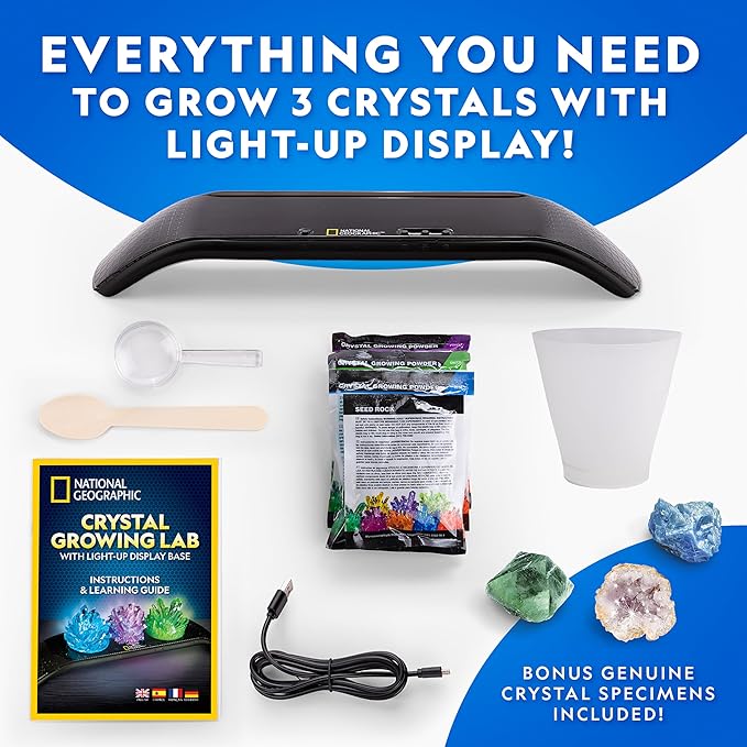 National Geographic Geology Bundle – Including Rock Collection Box for Kids, Crystal Growing Kit, and Gemstone Dig Kit, Real Gemstones and Crystals, Science Kit for Boys and Girls (Amazon Exclusive)