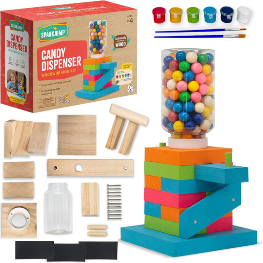 DIY Wood Building Kits, STEM Woodworking Kit for Kids, Creative Fun Craft Projects, Great Gift for Boys & Girls (Candy Dispenser, 1-Pack)