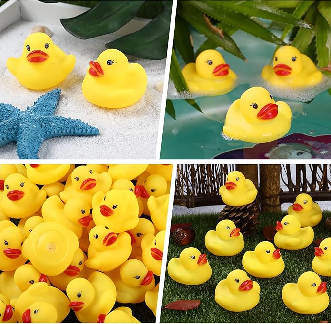50-Pieces Float & Squeak Mini Rubber Duck Baby Bath Ducky Sound Shower Toys for Kids