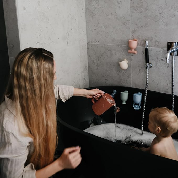 mushie Baby Bath Rinse Cup | 100% Food Grade Silicone | Shampoo & Body Washing Rinser Cup for Kids (Periwinkle)