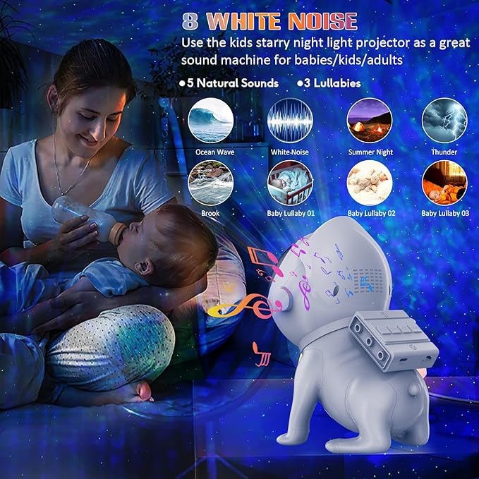 Star Projector,Galaxy Projector for Bedroom,Space Dog Projector with Bluetooth Speaker,21 Color Modes,White Noise,Remote & App Control,Night Light for Kids Adults Game Room Theater Ceiling Decor