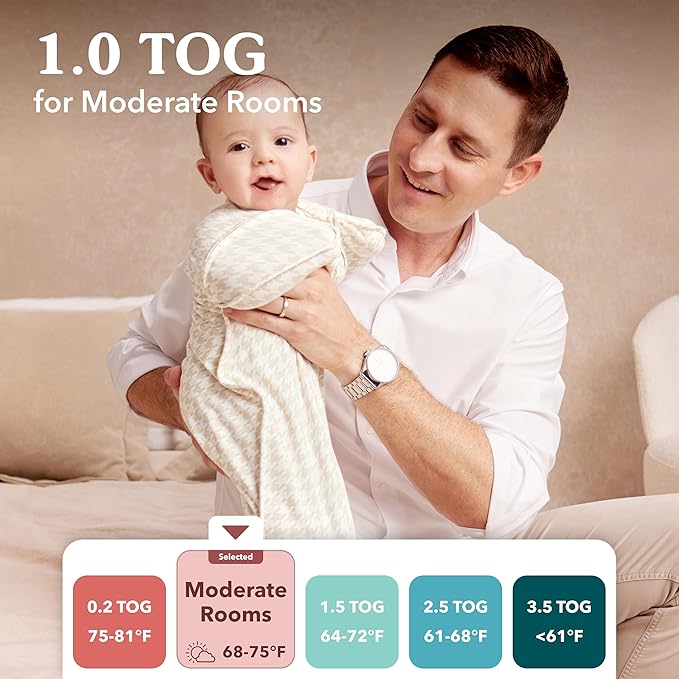 Love to Dream Swaddle Up Transition Bag Original, Arms Up Position, Light and Ultra Breathable Cotton - Sleep Bag - 1.0 TOG - (20-24°C) Ideal for Moderate Temps (Moon Olive, Medium, 6–8.5kg)