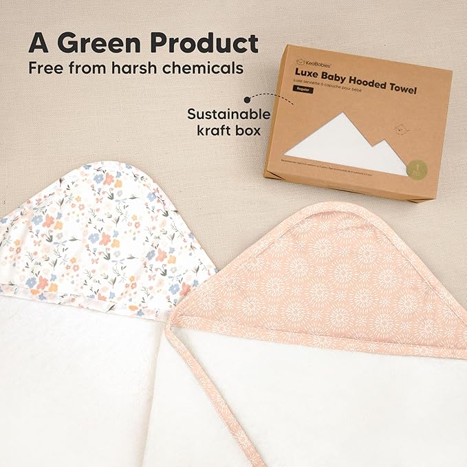 KeaBabies Hooded Baby Towel for Newborn - Viscose Derived from Bamboo Large Baby Bath Towels with Hood for Boys, Girls, Toddler, Extra Absorbent & Soft Newborn Bath Essentials (Crystal, Regular)