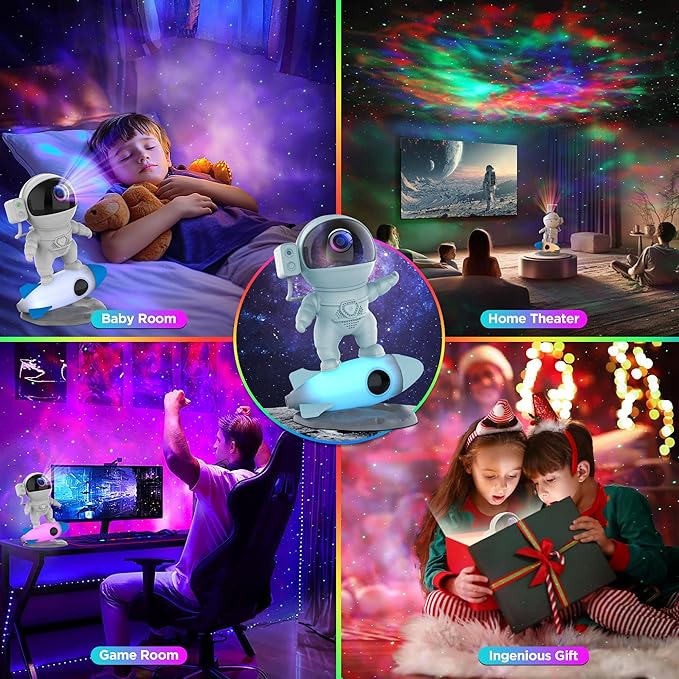Astronaut Galaxy Projector for Bedroom, Star Projector Galaxy Light with App & Remote Control, White Noises, Bluetooth Speaker, Rocket Night Light for Kids, Ceiling, Gifts, Room Decor