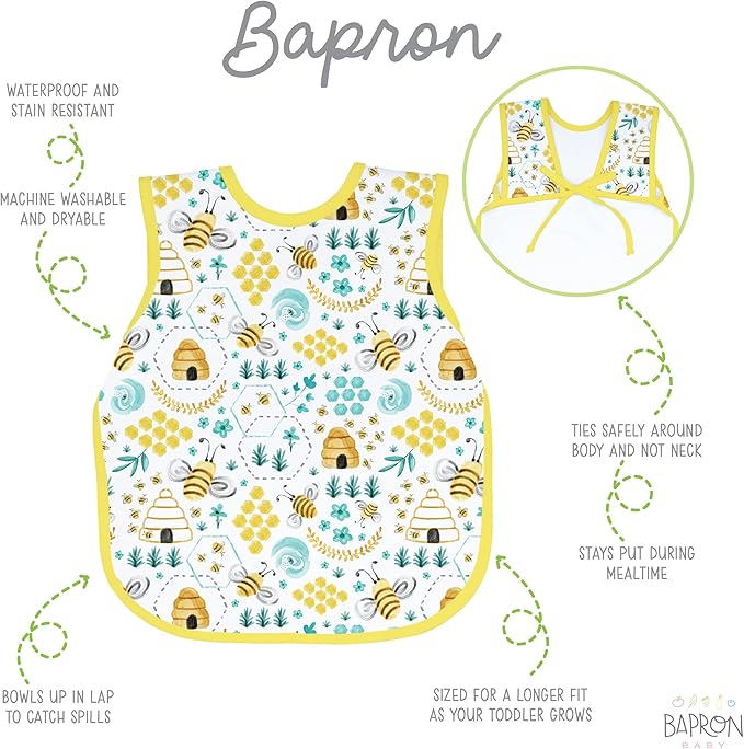 BapronBaby Animal Prints Bapron - No Neck Tie Safer Bib - Baby & Toddler - Soft Waterproof - PVC, BPA & Phthalate Free - 6m+