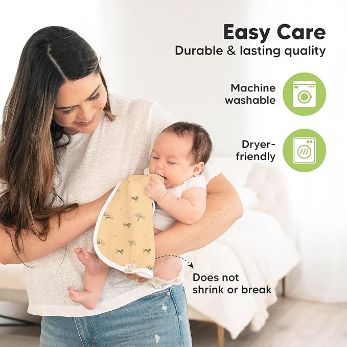 5-Pack Muslin Burp Cloths Baby Boy, Girl - Very Absorbent Baby Burp Cloth Rags, 8-Layers Viscose Derived from Bamboo Cotton Muslin Towel, Super Soft Spit Up Rags, No Shrink Washcloths (Wildscape)