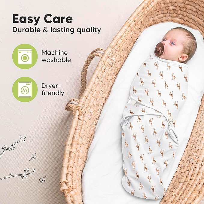 KeaBabies 3-Pack Organic Baby Swaddle Sleep Sacks - Swaddles for Newborns, Infant 0-3 Months, Baby Girls, Boys, Soft & Snug Newborn Sleep Sack, Nursery Swaddling Blankets (The Wild)