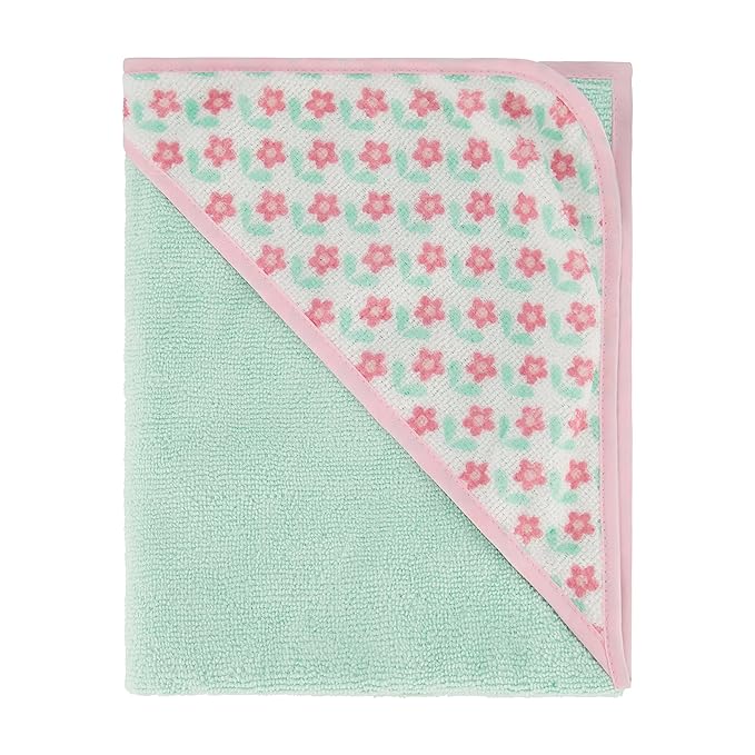 Cudlie Buttons & Stitches Baby Girl 3 Pack Rolled/Carded Hooded Towels in Bless This Baby Print, GS71730