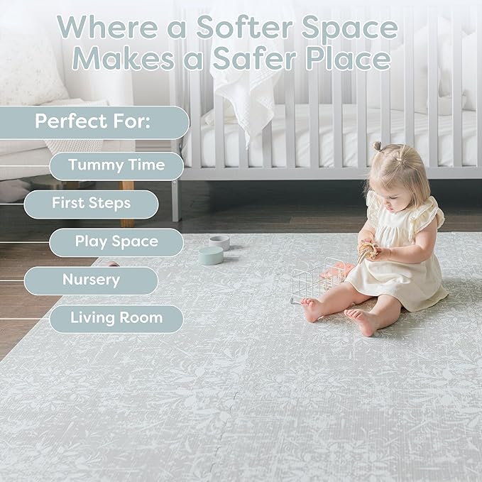 Baby Play Mat for Floor - Eden (4x6ft) - Premium EVA Foam Play Mat for Babies & Toddlers (Ages 0-5+) - Non-Toxic Playmat for Tummy Time, Crawling & Playroom - Stylish & Comfortable