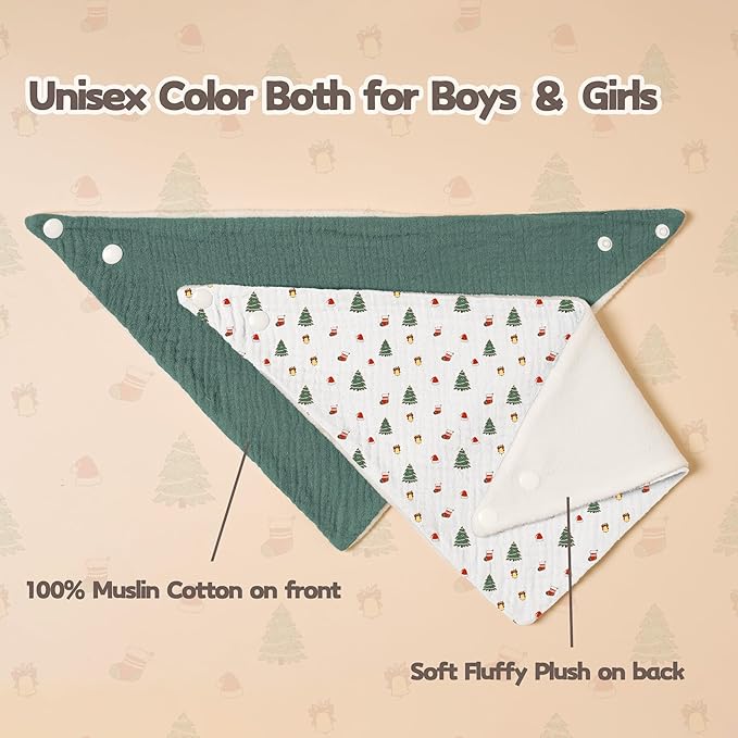 Susurration Muslin Baby Drool Bibs 6Pack Soft Triangular Adjustable Baby Bandana Bibs for Unisex Baby Girls & Boys