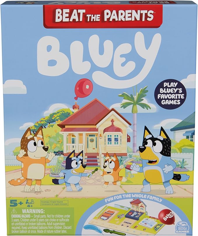 Spin Master Games, Bluey Beat The Parents, Head-to-Head Trivia & Fun Family Game Night Challenges, Easy Play, Bluey Toys, Kids & Family, 2-6 Players, for Ages 5 & Up