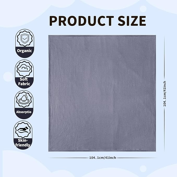 Muslin Swaddle Blankets for Newborn, 2 Pack Breathable Soft Receiving Blanket, Large 41 x 41 inches Swaddle Wrap Burping Clothes, Essentials Infant Shower Items. (Gray & Coffee)