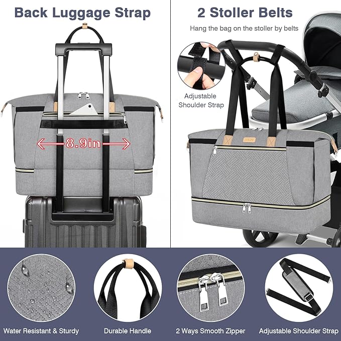 ITIEZY Diaper Bag Tote for Baby - Large Mommy Bag with Portable Changing Pad Pacifier Case, Hospital Bags Travel Baby Bag