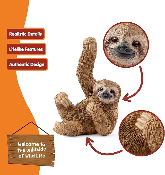 Schleich Wild Life, Wild Animal Jungle Toys for Boys and Girls Ages 3 and above, Sloth Toy Figurine
