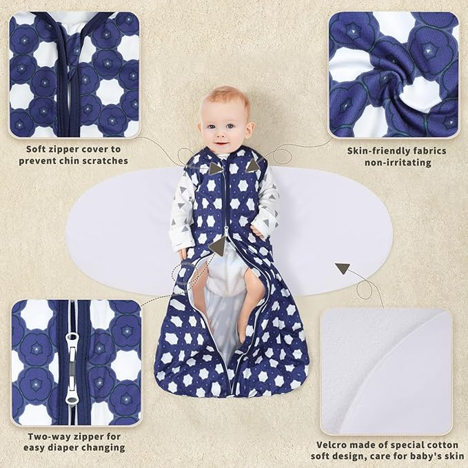 Newborn Sleep Sack Baby Swaddle,3-Way Adjustable Wearable Blanket,100% Rayon Cotton Swaddling sleeping bag. (Dinosaur&Hexagon, 3-6 Months)