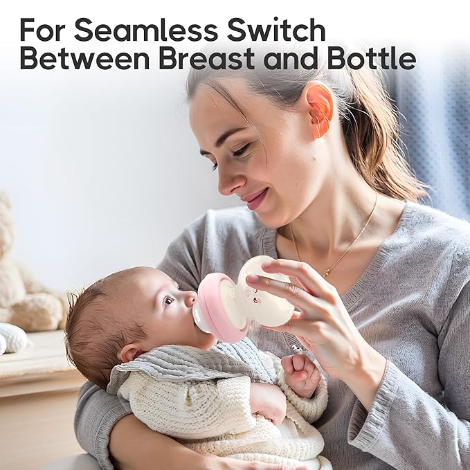 YOHKOH Newborn Glass Baby Bottles with Slow Flow Nipple for 0+ Months, Wide Neck Feeding Bottle, 2.7oz/80ml (Red, 2.7oz (Pack of 2))